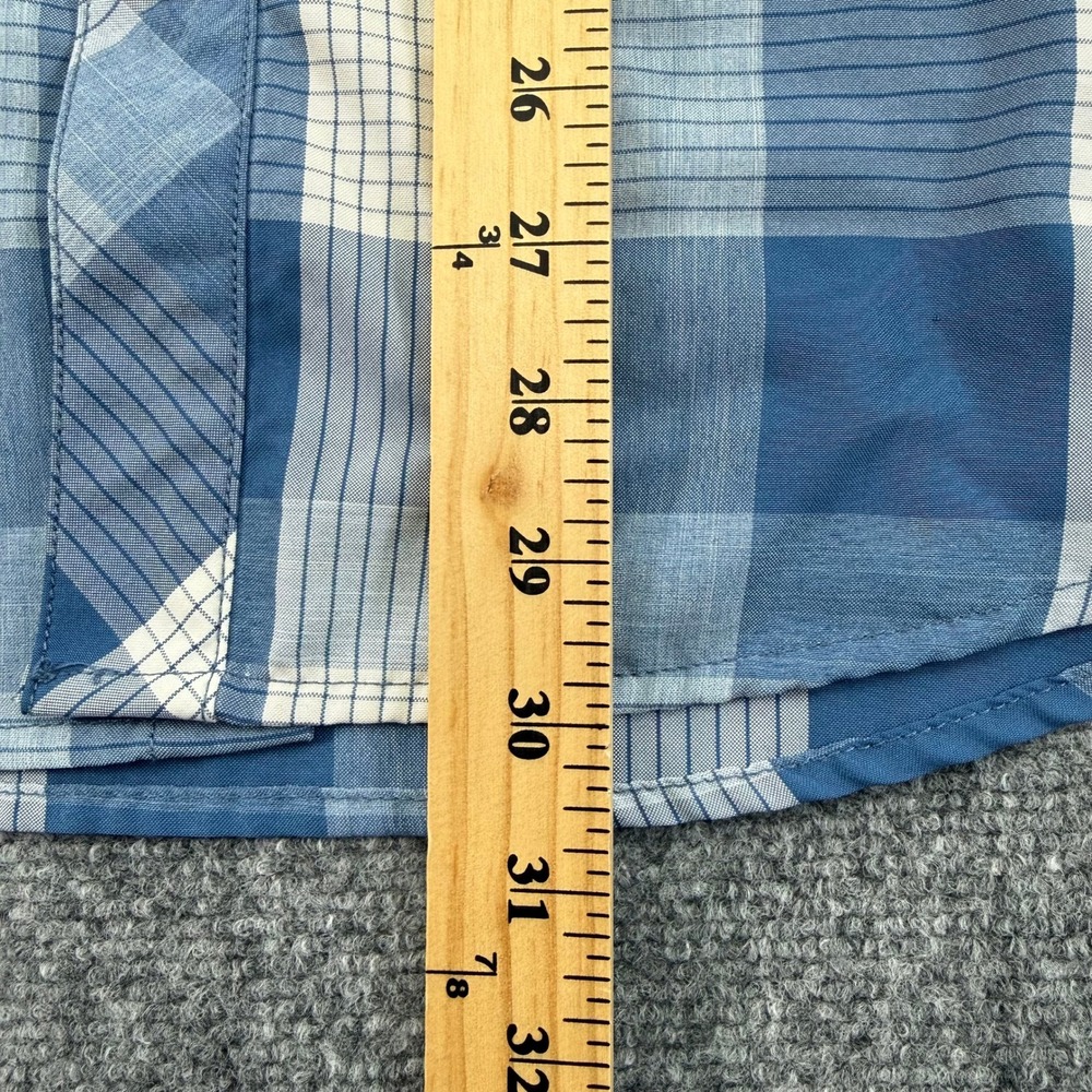 Orvis Shirt Mens Extra Large Blue White Plaid Button Up Short Sleeve Fishing - Picture 7 of 11